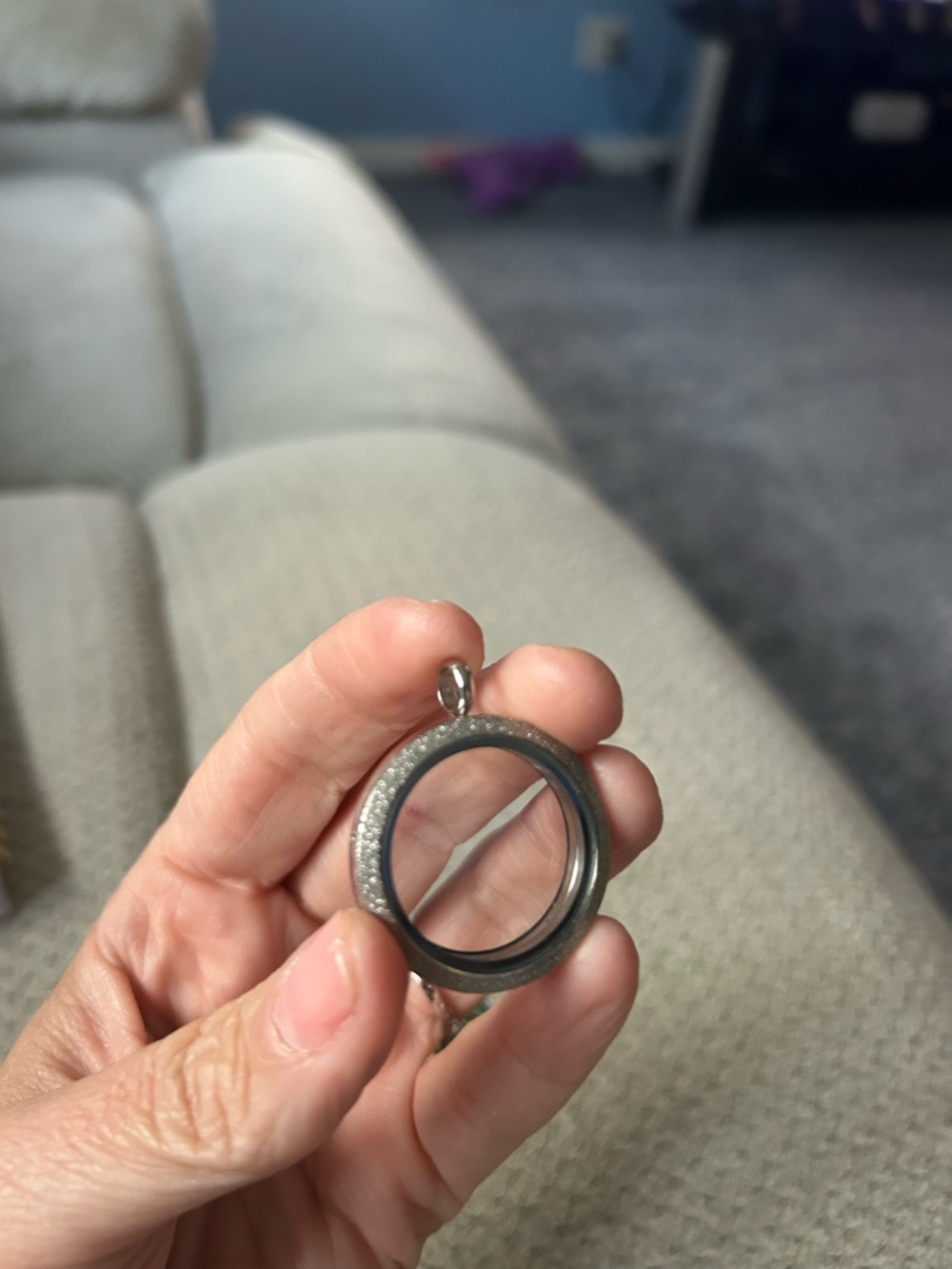 Floating Crystal Locket Pendant - Silver with Multicolor Gems - Picture 4 of 5